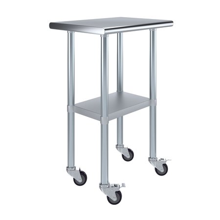 AMGOOD 18x24 Rolling Prep Table with Stainless Steel Top AMG WT-1824-WHEELS